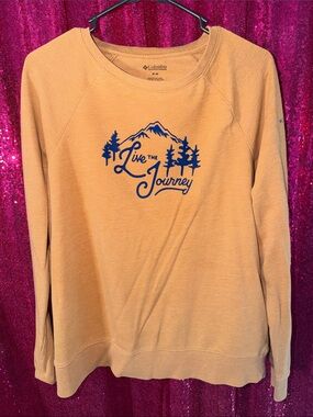 Columbia Mustard Yellow Crewneck with Navy Graphic